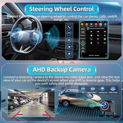 راديو ستيريو للسيارة Podofo Ford Focus 2012-2018 9.7 بوصة شاشة لمس عمودية مع Carplay/Android Auto Bluetooth صوت السيارة مع Android Auto GPS Navigation Mirror Link WiFi FM/RDS Hi-Fi كاميرا احتياطية in Saudi Arabia