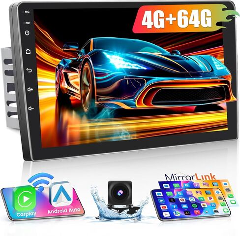 8 Core 4+64GB Android 13 Car Stereo Double Din Wireless Carplay Radio، Hikity 9 بوصة تعمل باللمس راديو Android، Android Auto، 32EQ DSP، Bluetooth 5.0، GPS، WiFi، USB/Type-C، ميكروفون، كاميرا احتياطية، أسود in Saudi Arabia