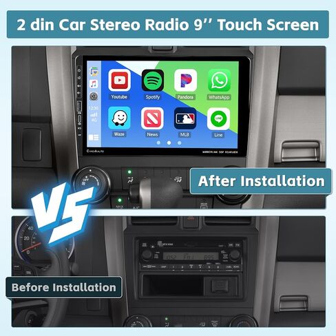 8 Core 4+64GB Android 13 Car Stereo Double Din Wireless Carplay Radio، Hikity 9 بوصة تعمل باللمس راديو Android، Android Auto، 32EQ DSP، Bluetooth 5.0، GPS، WiFi، USB/Type-C، ميكروفون، كاميرا احتياطية، أسود in Saudi Arabia
