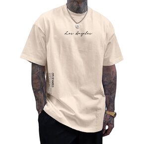 Verdusa Men's Cotton Letter Graphic Slogan Drop Shoulder Short Sleeve Round Neck Tee in Kuwait