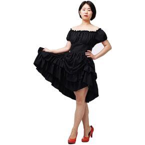 COSDREAMER Women Gothic Steampunk Dress Victorian Ruffled High Low Dress