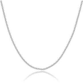 BRIJEWNES 925 Sterling Silver Clasp 2/2.5/3/4/5mm Silver Chain for Men Mens Necklace Rope Chain Necklace Diamond Cut Silver Mens Chain Necklace 16 18 20 22 24 26 28 30 Inches