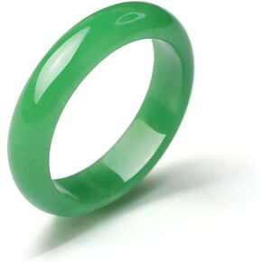 Jade Ring For Women For Teen - Good Luck Jewelry with Wide Band Wedding Ring Size 4-12