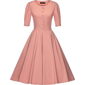 GownTown 1950 Women Dress Midi Cocktail Swing Dress with Pockets