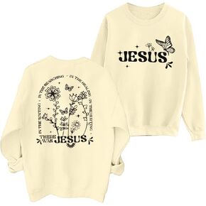 HEBBE Christian Sweatshirts For Women Jesus Graphic Sweatshirt There Was Jesus Shirt Religious Pullover Tops Tee