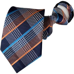 Secdtie Mens Boys Skinny Zipper Tie Wedding Paisley Check Easier Designer Necktie