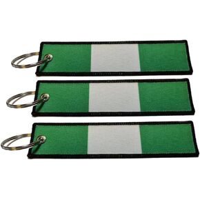 Nigeria Flag Keychain Tag with Key Ring - Keys, Cars, Motorcycles, Backpacks, Luggage and Gifts - EDC (3 Pack)