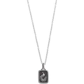 Boma Jewelry Sterling Silver Peacock Rectangle Talisman Necklace, 18 Inches