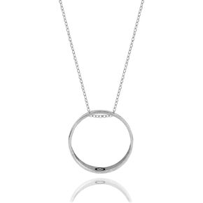 Circle ring necklace with heart inside. Pure solid 925 sterling silver.
