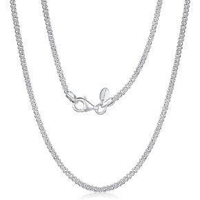 أمبرتا 925 الفضة الاسترليني 2.5 ملم الماس قطع الفشار كوريانا سلسله قلادة 16 "18" 20 "22" 24 "في in Kuwait