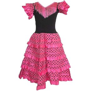 Spanish Flamenco Dress for Girl with ruffles on the skirt with detail of ruffles and polka dots on the skirt