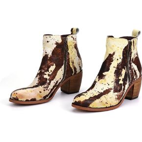 M CNBOME Women's Hand-painted Western Cowgirl Ankle Boots