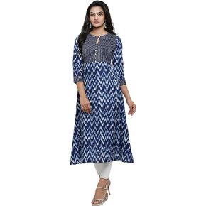 Yash Gallery Women's Cotton Kantha Work A-Line Kurta