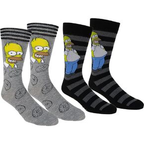 جوارب The Simpsons Homer Simpson كاجوال للطاقم مكونة من زوجين من الجوارب باللون الرمادي المنقط in Kuwait