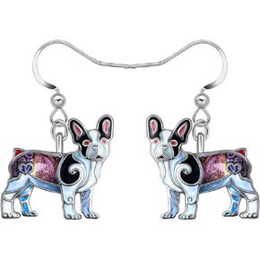 Enamel Alloy Cute French Bulldog Earrings Puppy Dangle Pets Jewelry for Women Girls Kids Charms Gifts