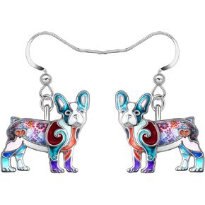 Enamel Alloy Cute French Bulldog Earrings Puppy Dangle Pets Jewelry for Women Girls Kids Charms Gifts