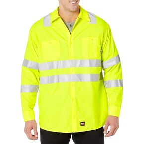 Red Kap Men's Hi-Visibility Long Sleeve Ripstop Work Shirt-Type R, Class 3