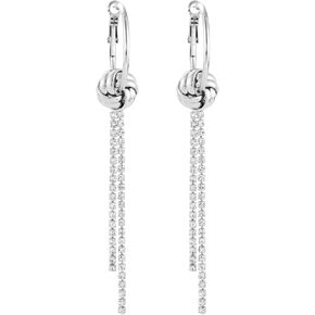 SELOVO Disco Earrings Long Tassel Dangling Dangly Earrings Crystal Statement Dangle Earrings Silver Tone