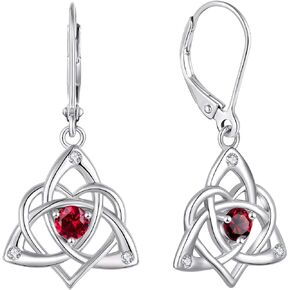 Starchenie Celtic Knot Dangle Earrings Sterling Silver Trinity Love Knot Leverback Earrings Gemstones Jewelry for Women