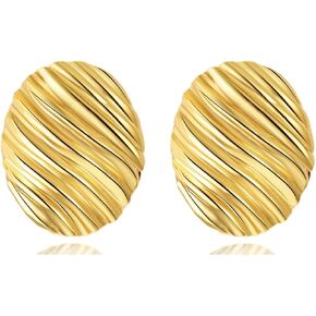 أقراط LOKLIFFAI ذهبية مكتنزة للنساء والفتيات، أقراط متدلية عصرية مطلية بالذهب عيار 14 قيراط هدية مجوهرات كبيرة الحجم in Kuwait