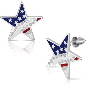 CrazyPiercing الولايات المتحدة الأمريكية العلم الوطني الوطني الأحمر الأبيض الأزرق نجوم المشارب أقراط مجوهرات in Kuwait