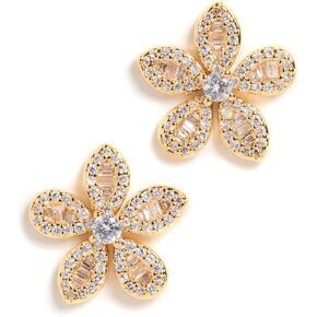 By Adina Eden Women's Pave Cubic Zirconia x Baguette Flower Stud Earrings in Kuwait
