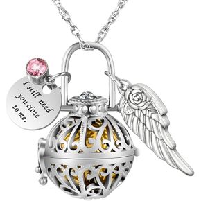 XIUDA مجوهرات حرق الجثث للرماد الجوف زهرة اللوتس قلادة جرة للرماد البشري مع أجنحة الملاك المنجد التذكاري الرماد Ncklace للنساء in Kuwait