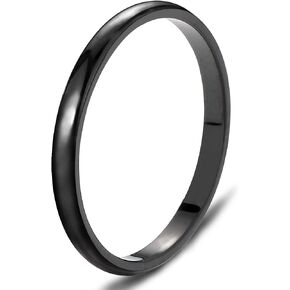 2mm Stainless Steel Simple Knuckle Rings Stacking Plain Wedding Band for Women Dome Comfort Fit Silver/Gold/Rose Size 4-10