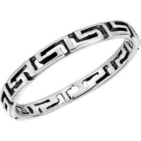 AeraVida Trendy Greek Key or Meander Band .925 Sterling Silver Ring | Greek Key Rings For Women | Ring Size 5 To 10 Silver | Sterling Silver Ring | Greek Jewelry