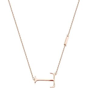 Fashion Big Sideways Capital Initial Letter T Pendant Necklace for Women Teen Girls letter Sterling Silver Yellow Gold/White Gold/Rose Gold Plated Monogram Necklace Womens Birthday Jewelry Gift