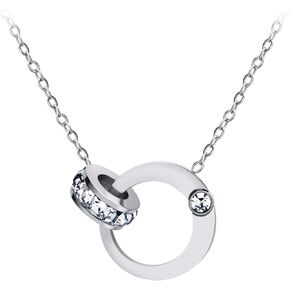 555Jewelry Stainless Steel Interlocking Rings Necklace Pendant for Women & Girls