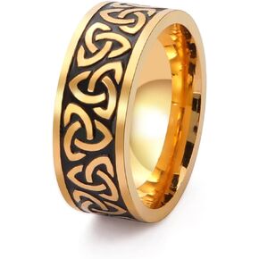 SIPURIS Celtic Trinity Knot Ring Witches Knot Irish Triquetra Knot Ring Stainless Steel Nordic Viking Ring Band Jewelry for Men Women