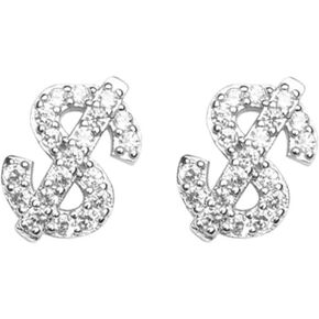 Stainless Steel Mens Womens Stud Earrings Dollar Money Symbol Studs Small CZ Studs Earrings Cartilage Tiny Crystal Studs Delicate Hypoallergenic Sensitive Ears Piercing Gifts Birthday Party ER77