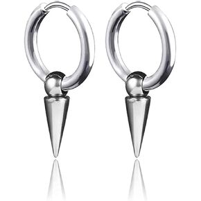 Xusamss Punk Jewelry الفولاذ المقاوم للصدأ Huggie أقراط متمحورة سبايك تتدلى الأقراط المتدلية