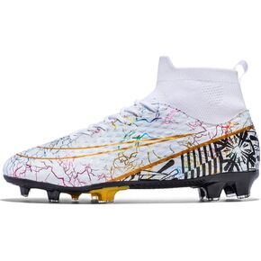 Boys Football Boots High Top Youths Spikes FG Shoes Baseball Ankle-Cuff Athletic Professional Firm Ground Non-Slipping Kids Soccer Cleats
