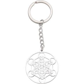 TEAMER Stainless Steel Keychain The Seal of The Seven Archangels By Asterion Seal Solomon Kabbalah Amulet Pendants Keyring