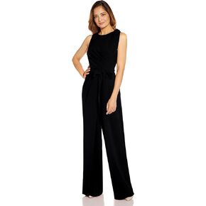 Adrianna Papell Women's Crepe Bow Detail Jumpsuit, Black, 4
