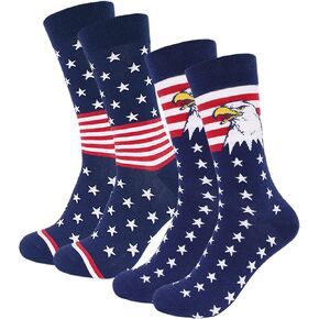 BUENWAZ American Flag Socks for Men Novelty Eagle Stars Stripes Patriotic Socks