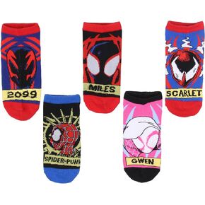 Bioworld Spider-Man Across The Spiderverse Socks Miles Morales Adult Mix And Match Ankle Socks 5 Pairs