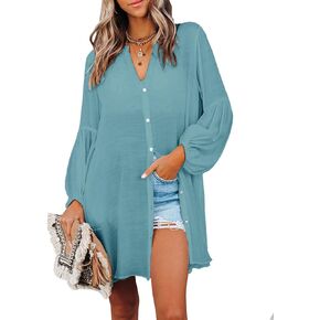 ملابس سباحة كيمونو للسيدات، أغطية بأزرار سفلية وأكمام منتفخة، أغطية ملابس سباحة للشاطئ in Kuwait