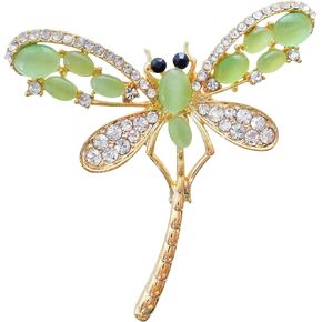 Navachi 18k Gold Plated Multicolor Opal Crystal Dragonfly Wings Brooch Pins