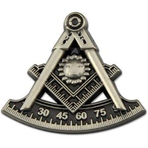 Past Master Masonic Lapel Pin - [Antique Silver][7/8'' Tall]
