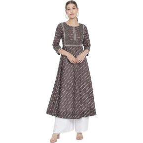 Yash Gallery Women's Cotton Floral Printed Anarkali kurta