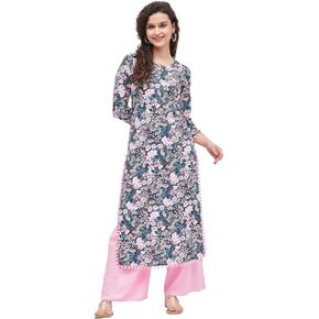 Tissu Women's Rayon Multicolored Floral Printed Kurta with Palazzo