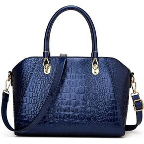Women Fashion Crocodile Pattern Handbag and Purse Patent Leather Shiny Top-handle Tote Shopper Work Shoulder Satchel