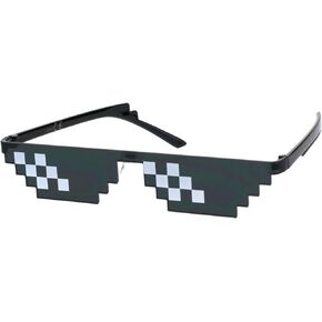 Flat Top Narrow Cat Eye Pixel Funky Party Shade Rimless Shield Sunglasses Black