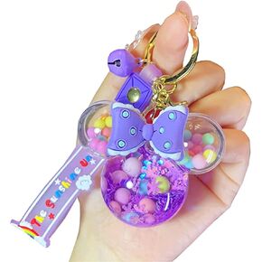 Cute Mouse Keychain | Aesthetic Liquid Floating Snowflakes Lanyard Key Ring Holder for Bag Charms & Car Keys