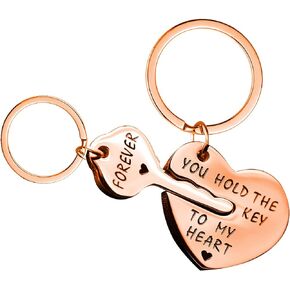 Uloveido 2pcs Couple Puzzle Love Heart Key Chain Ring Set for Men Women Valentine's Gift -You Hold the Key to My Heart SN150