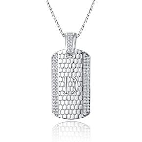 18" Hip Hop Alphabet Capital Initial Letter Pendant Necklace for Women/Men/Girls/Boys Made of 925 Sterling Silver with Pave Setting Cubic Zirconia