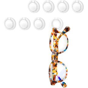 8 Pack Sunglasses Organizer Wall Mounted Sunglasses Holder Wall Hanging Glasses Organizer Eyeglass Holder (White)